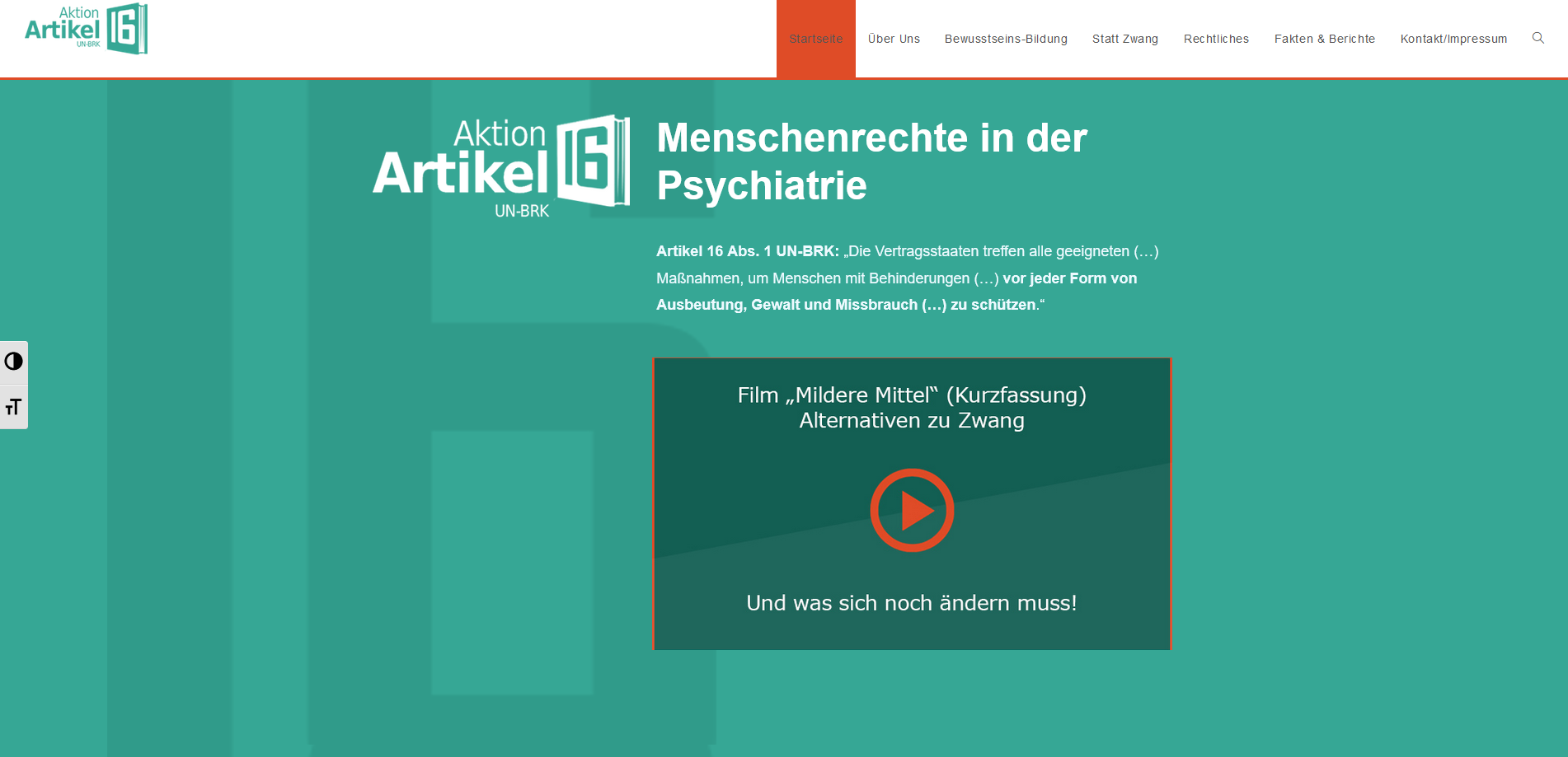 Screenshot der Webseite Aktion Artikel 16